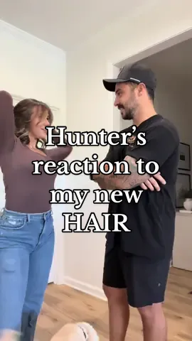 This was his idea but he didn’t think I’d follow through 🤪🤣 #hunteranddevin #husbandreacts #couple #hairreveal 