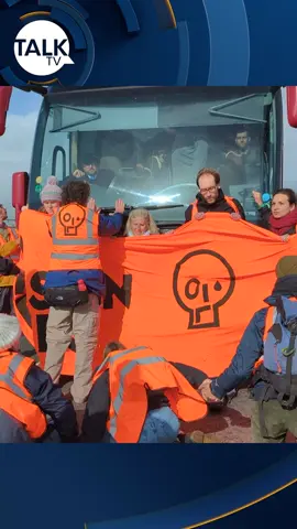 Just Stop Oil have attempted to block a coach carrying migrants onto the Bibby Stockholm #bibbystockholm #juststopoil #protest #juststopoilprotest