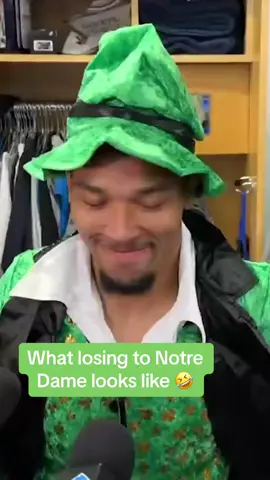 Lions WR and USC alum Amon-Ra St. Brown lost his “agreement” to Julian Okwara and had to dress accordingly ☘️ (via KoryEWoods/X) #amonrastbrown #lions #nfl #notredame #usc #cfb 