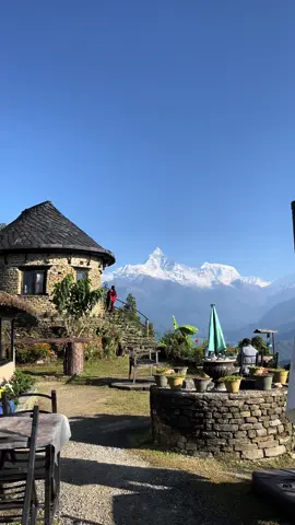 A beautiful Morning! #bhanjyangvillage #goodweather #october #nepalitiktok #mountains #breakfastwithview #fyp #bluesky #morning #dashainvibes #sarangkot #pokhara #nepalitiktok 