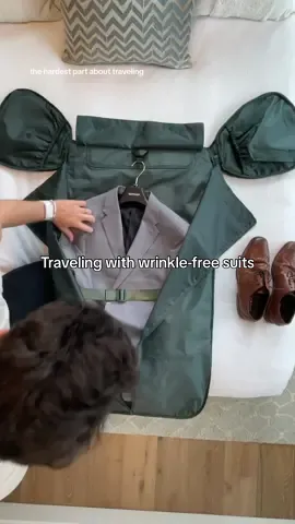 Travel hack to keep your suits WRINKLE FREE: storing them in a Halfday Garment Duffel #garmentduffel #halfdaybag #travelbag #suits #menssuits #travelhack #destinationwedding #traveltiktok 