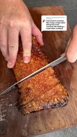 Replying to @CaptainAwesome42  Hows this for crunch guys? 🤷‍♂️ Where my pork crackle lovers at? 👋  #pork #porkcrackle #roastpork #asmr #porkbelly #roastpork #foodasmr #bbq #porchetta #airfryer #roast #barbecue #carnivore #keto #porkrecipe 