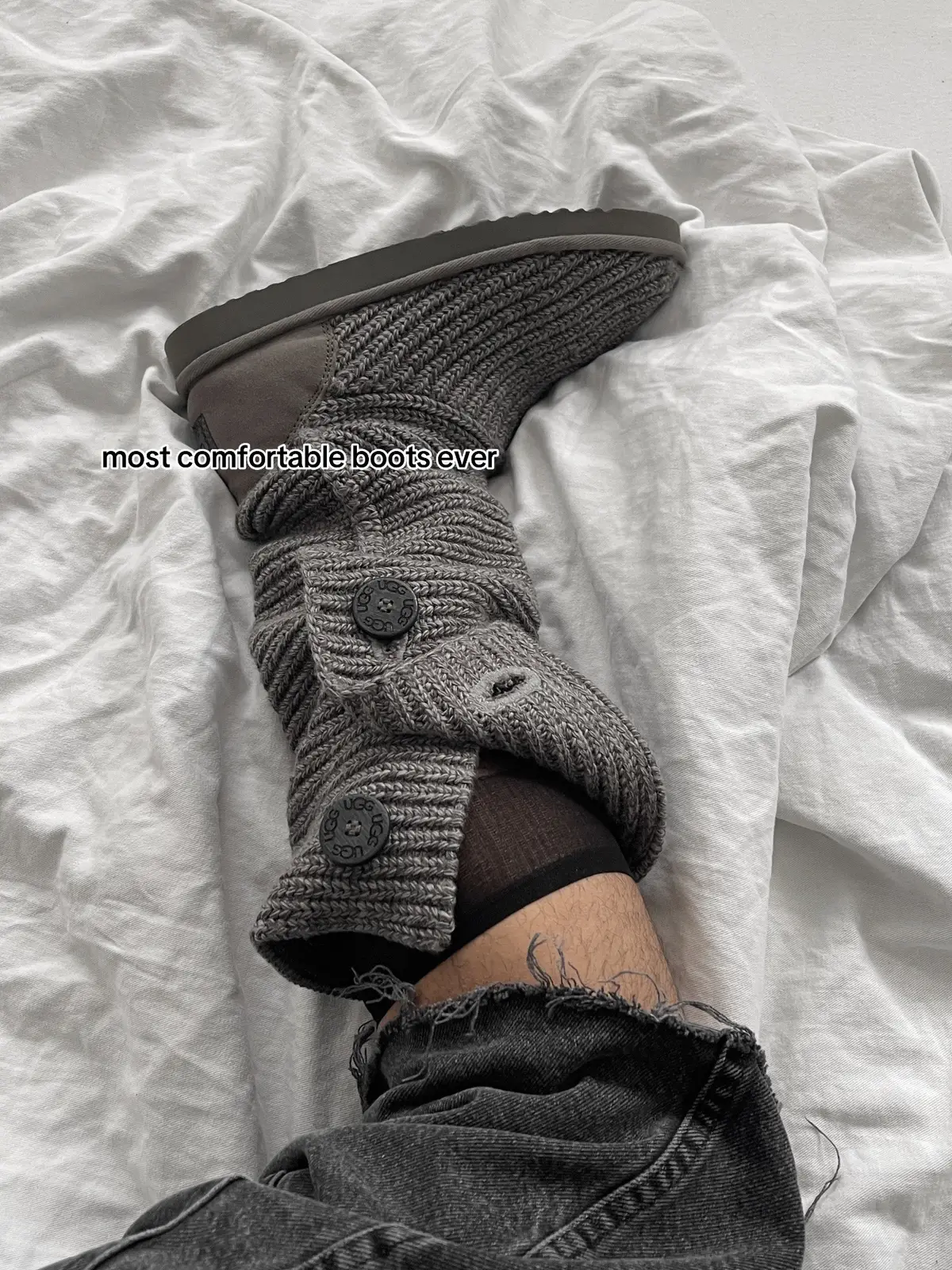 wrapped in a knitted blanket #boots #fashion 