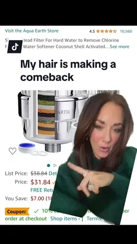 Am I late to the shower head filter party? I have not been able to keep my hands out of my hair all day! It finally feels soft and shiny again!! And my skin feels better! Mine is linked in my linktree  #greenscreen #showerheadfilter #dryhair #hairthinning #hairthinningsolutions #healththair