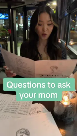 This is your sign to ask your mom these 7 questions before it's too late:  1. What is your happiest memory of us? 2. What was the first year of motherhood like for you? 3. Is there anything about our family's history you’ve kept a secret? 4. Wlat's the nicest thing I’ve ever done for you? 5. What do you want or wish for your kids? 6. What have been the best and the worst parts about getting older? 7. What is one thing you want me to always remember afier you're gone? #girldinner #motherdaughter #questionstoaskyourmom #questionstoaskyourmombeforeitstoolate #motherdaughterduo #cocktailbar #vancouverfoodie 