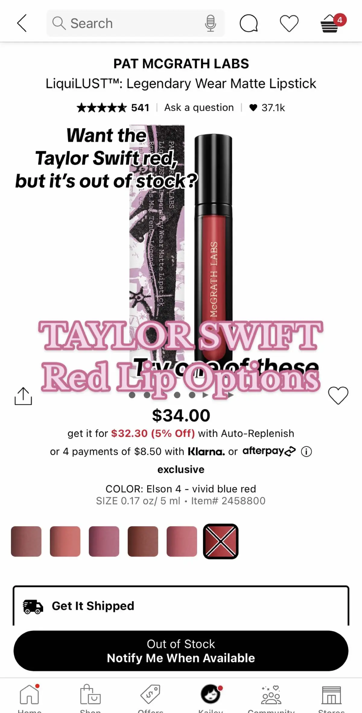 Put over a brown tone liner and you are good to go! #taylorswift #taylorswiftlip #taylorswiftred #liquidlip #patmcgrathtaylorswift #makeuplover #swiftie 