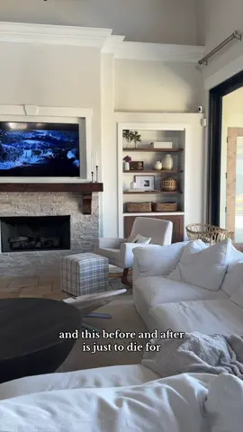 living room transformation is DONE! Im obsessed with how it turned out 🫶🏻 #Vlog #transformation #rennovation #DIY #butnitreallydiy #hired #customlighting #newlivingroom #beforeandafter #fyp #viral 