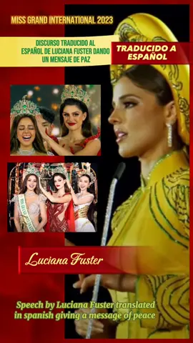 Discurso traducido al español de Luciana Fuster dando un mensaje de paz...  Speech by Luciana Fuster translated in spanish giving a message of peace #missgrandinternational #lucianafuster #peru #vietnam #ganadora #winner #certamen #belleza #discurso #mensaje #message #fans #followers #seguidores #concurso #jessicanewton #videoviral #video #viral #ciberjuly #tiktokponmeenparati #foryou #xyzbca #foryoupage #parati #fypviral #fypage #fyp #fypシ #film #tendencia #videotiktok #fypシ゚viral #translated #spanish #english @TikTok @Miss Grand Vietnam 
