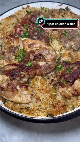 Replying to @Greenivy One chicken & rice!  The chicken  * 6 chicken thighs * 2 tbsp cajun seasoning  * 1 tbsp cayenne pepper  * 1 tbsp garlic & herbs seasoning  * 1 tbsp all purpose seasoning or salt to taste  * 2 tbsp olive oil  The rice  * 1 chopped onion  * 2-3 cinnamon sticks  * 5 cardamom pods * 1 tsp minced garlic  * 1 tsp black pepper  * 1-2 tsp xawaash (Somali spice blend)  * 2 large chopped tomatoes  * 2 tsp all purpose seasoning or salt to taste  * Chopped coriander  * 2 cups of extra long basmati rice  * 4 cups of hot water  * Chopped coriander for garnish  1. Add all ingredients for chicken in a bowl, mix to combine and marinate it for as long as you can.  2. wash the rice till water runs clear, add water to soak and set aside  3. In a cast iron dish heat 1 tbsp oil and brown the chicken on both sides then remove it from heat.  4. Same dish add onion and sauté till tender, add cinnamon sticks, cardamom pods, garlic, black pepper, Somali xawaash and chopped tomatoes.  5. Cook for few mins till tomatoes are mushy, add all purpose seasoning or salt, chopped coriander mix then add the rice and the hot water, mix to combine, put chicken on top and put it in the oven for about 30 mins at 200°C. Remove it from oven, garnish with coriander and serve.  #somalirice 