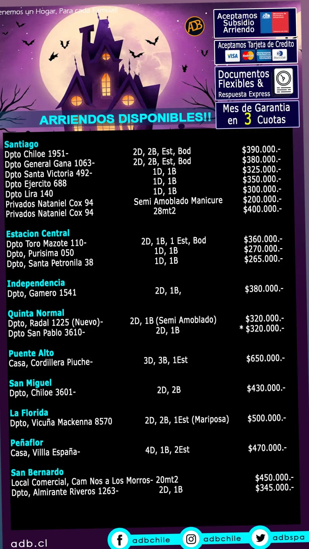 Arriendos Disponibles!! #administraciondepropiedades #corredordepropiedades #arriendosenchile #arriendodepartamento @Stefany@adb.cl @LEIDY ADB PROPIEDADES @Dioselina Alvarado @Oswaldo_adb 