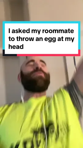 I asked my roommate to throe an egg at my head #bald #egg #egghead #head #eggs #fyp 