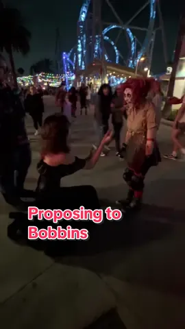 GUYS WAS THAT A YES?? Thank you Bobbins you are an icon. #fyp #foryou #foryoupage #fypシ #fy #foryourpage #fypage #fypシ゚viral #viralvideo #comedyvideo #funny #bobbinstheclown #bobbins #bobbinshot #knottsberryfarm #knottsscaryfarm #clowns #clownsoftiktok #proposal @Riibbon 