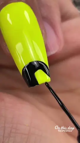 Neon Highlighter Yellow with a Cute curious Black Bat 🦇 #onthisday #nails #nailart #satisfying #beautyhacks 