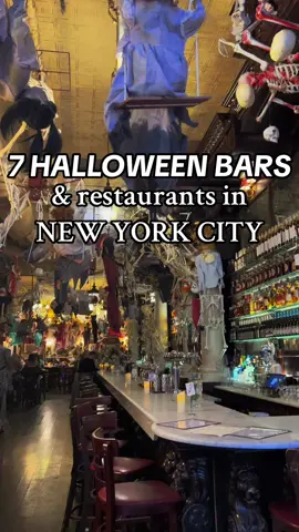 HALLOWEEN BARS NYC Enjoy the last few days of Halloween season before Christmas takes over the city! Here’s 7 decorative & immersive Halloween-inspired spots from colorful and pretty to movie-inspired to spooky and gory!  🧟 Lillie’s Victorian Establishment, Union Square - where this video was taken in 2022, kinda gory and really great brunch  👻 Loreley’s Haunted Beer Garden, LES - Fall & pumpkin vibes, you can enjoy a pumpkin keg! 🍻  🍵 The Cauldron NYC, FiDi  - The Harry Potter spell cocktails are so much fun! 👻 Beetle House, East Village   - For fans of Tim Burton, tho service can be hit or miss  🧛‍♀️ Flying Fox Tavern, Ridgewood - Classic horror themed! Get the Nandor cocktail 🍸  👻 Oscar Wilde, NoMad - Victorian-style spot that goes all out with creepy decor  🎃 Magic Hour, Midtown  - Perfect spot if you’re dressing as Barbie this year!