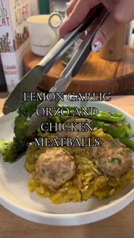 Lemon Garlic Orzo and Chicken Meatballs make for a great balanced weeknight meal.  Chicken Meatballs: -1 lb ground chicken -1 egg -1/4 cup bread crumbs -3 cloves minced garlic -2 tbsp cumin -2 tbsp chili powder -1/4 cup chopped parsley -1/4 shallot, chopped -1 tbsp salt -2 tsp black pepper *Add all ingredients to a bowl and mix with your hands until ingredients are combined. Try not to over mix. Roll into about 1 inch balls with your hands. I rub a little olive oil on my hands first so the meat doesn’t stick. Bake at 400 degrees for 12-15 , or until your meat thermometer reads 165.  Lemon Garlic Orzo: -1 1/2 cup orzo -3 cups chicken broth -1 shallot, chopped -4 cloves minced garlic -2 tbsp chopped parsley -juice of 1 lemon -zest of 1 lemon -1/4 cup shredded part -1/4 cup heavy cream  -salt and pepper to taste *Sauté shallot in some olive oil over medium heat until they have softened. Add in garlic and sauce for 2 more minutes until fragrant. Add in orzo and brown (about 5 minutes and stir every once in a while). Add in chicken broth, bring to a boil, cover and reduce to a simmer. Let simmer covered for about 10 minutes or until most of the liquid is absorbed. Add in lemon juice, zest, salt, pepper, parsley, cream, and stir. Top with parmesan before serving.  #EasyRecipe #easydinnerideas #DinnerIdeas #dinnerwithme #dinnerrecipe #dinnerinspo #easydinnerrecipes #orzo #orzorecipe #healthydinner #healthydinnerideas #weeknightdinner #weeknightmeals #scanpan #scanpanusa 