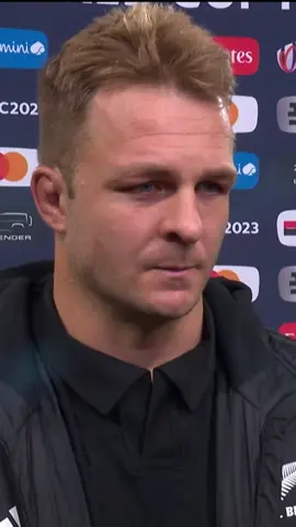 New Zealand's Sam Cane, sent off in the first half, speaks after New Zealand's Rugby World Cup final win.  