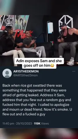 Adin exposes Sam and she goes off on him😳😲 #n3on #n3onclips #n3on2k #adinross #samfrank #fyp #foryoupage #fypシ #fypシ゚viral #fypage #fyppppppppppppppppppppppp #viral #xyzcba #explore #fy 
