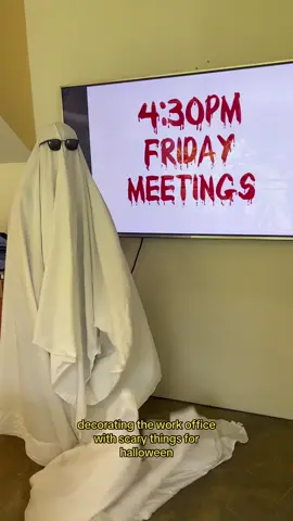 This is your sign to decorate the work office with scary things this halloween using the ghost trend 👻 #ghosttrend #ghostphotoshoot #halloween #spookyseason #halloween2023 #workhumor #9to5 #officelife #relatable #workproblems #screammovie