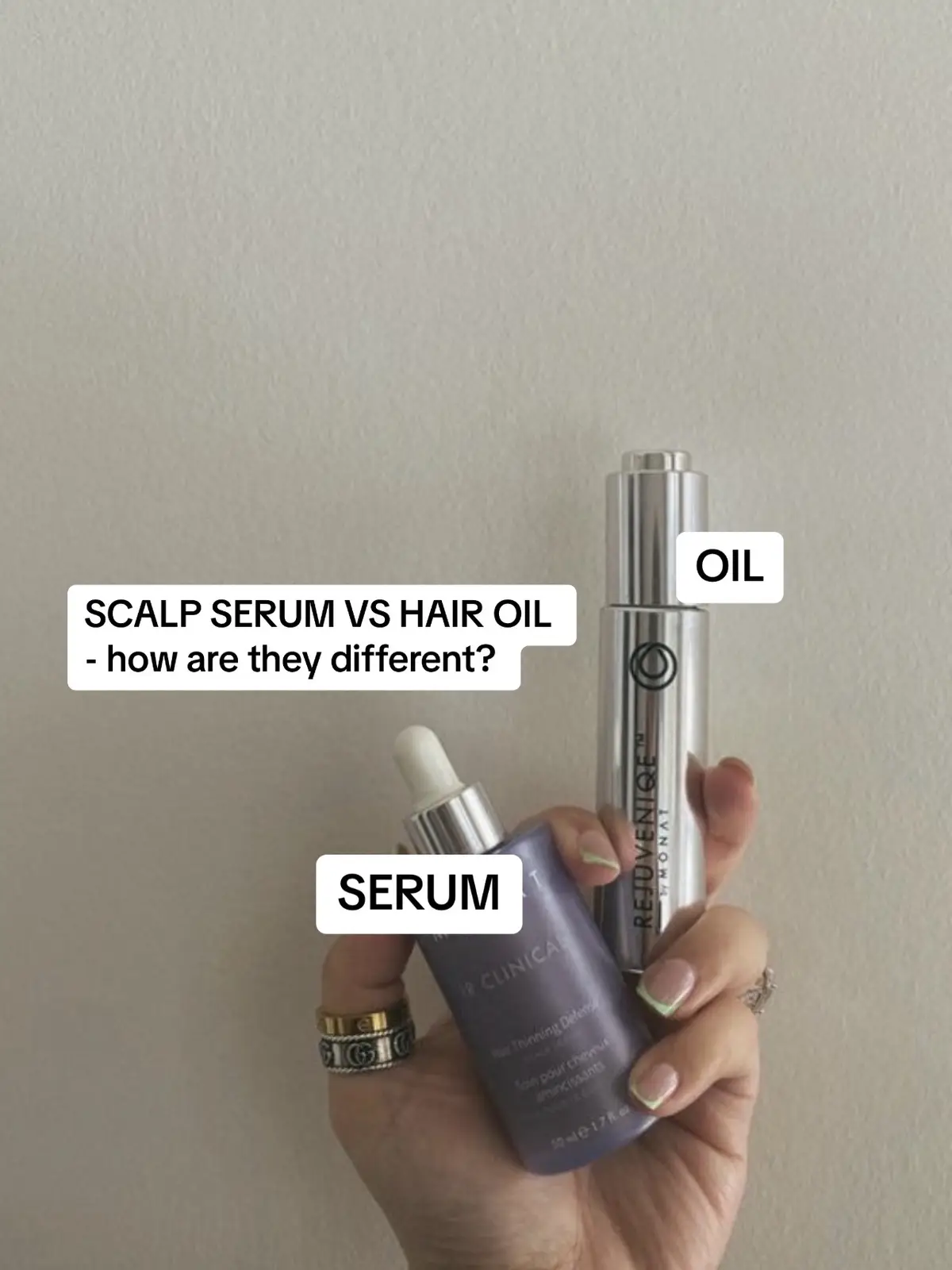 Scalp serums have many benefits, as do hair oils! They can both work magic on your scalp and produce beautiful, shiny hair however they have different functions. Understanding the difference is important to understand what your scalp might need! Everyone will be different. #hair #hairtok #scalpcare #scalpserum #hairoiling #scalphealth #hairhealthtips 