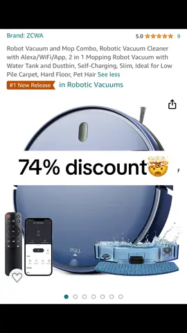 2 in 1 Mopping Robot Vacuum with Water Tank and Dustbin, Self-Charging, Slim, Ideal for Low Pile Carpet, Hard Floor, Pet Hair 🧹 . . Click + for more deals  #robotvaccuum #amazon #amazonmusthaves #amazonfinds #amazondeals #cleanhome #easycleaning #fyp 