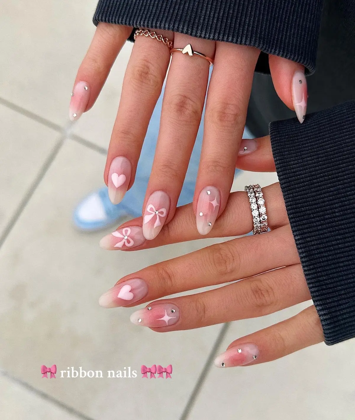 so adorableeeee🎀 one of my fav sets ever ~ #nails #ribbonnails #bownails #pinknails #coquettenails #nailinspo 