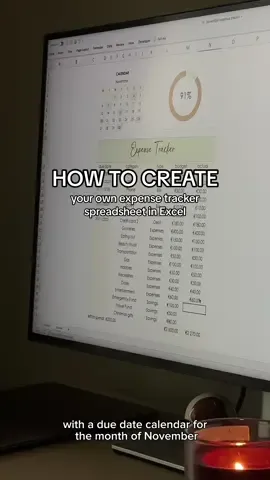 How to create your own expense tracker spreadsheet in Excel. Your budget, spendings and due dates all in one place. #expensetracker #budget #budgeting #excel #spreadsheet #exceltips #exceltricks #exceltutorial #spreadsheettricks #budgetplanner #budgetplanning 