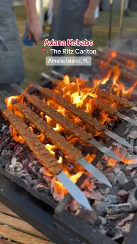 Adana Kebabs 🇹🇷🍖🥙🔥 Minced Lamb cooked over hot coals, topped with onion, sumac, and wrapped in Turkish flat bread. This was served at the Inagural Amelia Iand Cookout held at rhe Ritz Carlton in Amelia Island. Thank you Chef Okan for sharing this dish with us.  📍: @The Ritz-Carlton  🌅: Amelia Island, FL #foodyfetish #AmeliaIslandCookout #adanakebab #kebab #kebabs #turkishfood #ameliaisland #ritzcarlton 