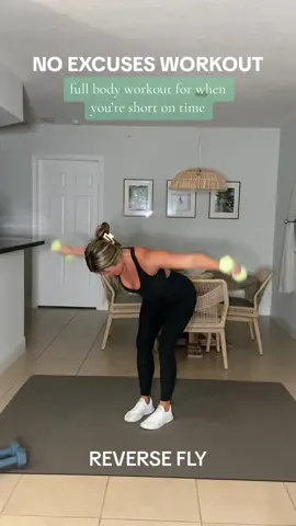 NO EXCUSES ✨ follow this full body circuit for a quick + effective workout when you’re short on time  :45 work // :15 rest // repeat 3X #athomeworkouts #workout #palmbeach 