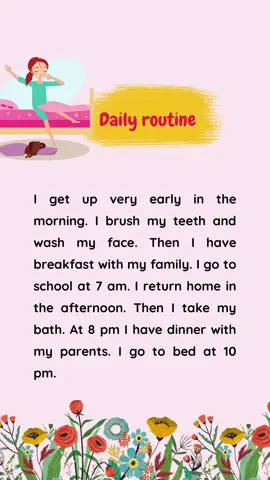 Topic: Daily Routine. #learnenglish #englishforbeginners #englishforkids #LearnOnTikTok 