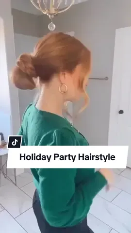 Easy updo thats perfect for the holidays! Would you give this a try? #hairtok #holidayhair #hairtutorial 