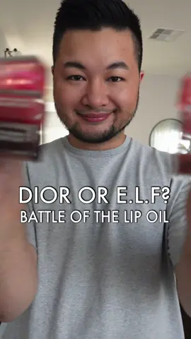 A quick comparison between Dior’s Lip Glow Oil and ELF’s Glow Reviver Lip Oil + swatches.  Elf is definitely more pigmented, but I do love both formulas. ✨ Just be like me and get both! 😂 @Dior Lip Oil: $40 •001 Pink •020 Mahogany •012 Rosewood  @elfcosmetics Lip Oil: $8  •Pink Quartz  •Rose Envy •Honey Talks  #MensMakeup #MakeupForMen #Elf #Dior #LipOil #MakeupDupes #Beauty #ForYou