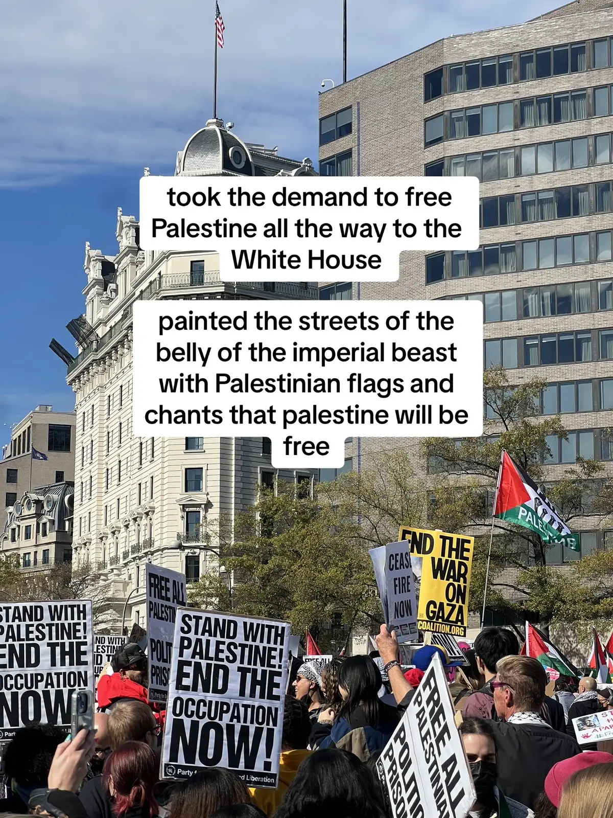 nothing refuels me and assures me of our inevitable win like a protest. hundreds of thousands of us should up to dc to say no to gen0cide and yes to the liberation of Palestinian people. ✊🏾🇵🇸✊🏾