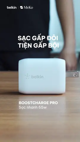 Sạc gấp đôi, Tiện gấp bội. Sạc BoostCharge Pro 2 cổng 65w là bạn đồng hành cho các thiết bị của bạn. #belkin #boostcharge #65w #powerdeliverycharger #pps #typec #usbc #hightech #xh #xuhuong 