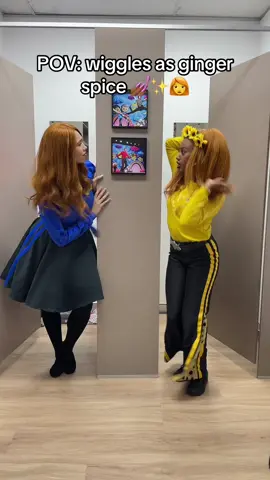 wait to the end 💀😭 ever wonder what we do in between takes? ⭐️ #fyp #thewiggles #spicegirls #gingerspice #bluewiggle #yellowwiggle #purplewiggle #wigglestok