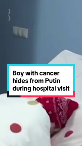 A little boy receiving treatment for cancer hid from Vladimir Putin as he visited a hospital in Moscow. Despite his bed sheets being repeatedly yanked off him, the boy was adamant about hiding from him. #fyp #putin #russia #vladimirputin #worldnews #cancertreatment #hospital #russianews #cancerawareness 