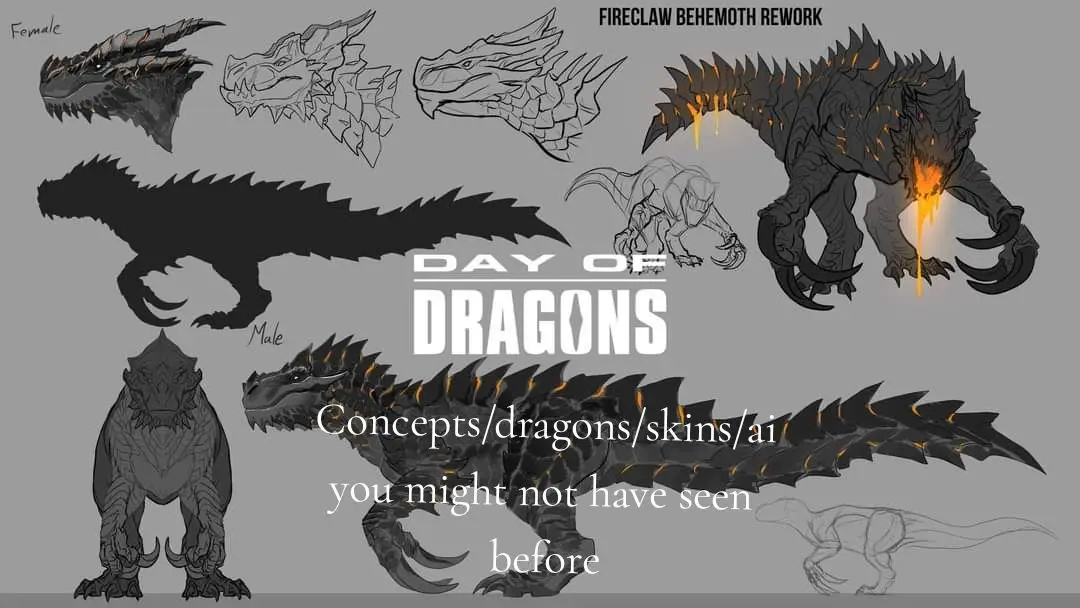 From left to right: Fireclaw Behemoth Drake + Egg, The Dravern Hybrid, IR Sandslayer skin, Snowslayer skins (all 1.0 dragons), Icehorn Behemoth, Upcoming AI #dayofdragons #update #gaming #dragon #dragongame 