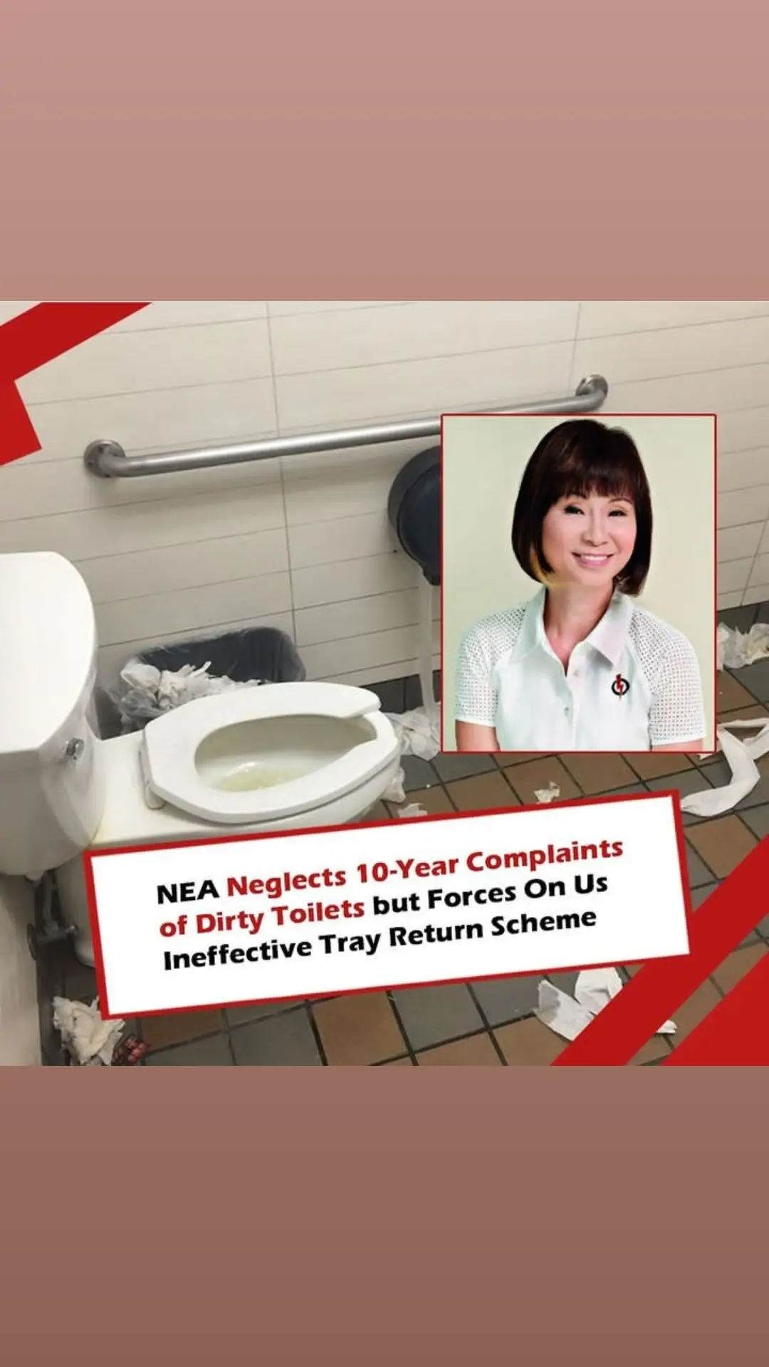 HAROLD CHAI: For years, dirty toilets have been among the biggest complaints of diners who frequent hawker centres and coffeeshops. The latest findings of a nationwide study by SMU show that diners satisfaction with the cleanliness of these toilets is as bad as it was in 2020 and 2016. Dirty toilets raise health concerns, because those who use hawkers and stall assistants use the toilets, and then handle our food. We saw how bad the situation became during the Covid-19 pandemic, when the government encouraged people to wash their hands with soap to get rid of germs. People reported the perennial problem of there not being soap in dispensers, or soap that was so watered down you might as well just use water only. But for close to 10 years, the issue of dirty toilets has been conveniently ignored by the government. Instead of finding a solution to this problem, Amy Khor and her NEA stooges implement a tray return system that makes things worse for diners in terms of convenience and cleanliness. The scheme has also jacked up prices for diners because of the higher cleaning fees hawkers have to pay. Just because people can only afford to eat at hawker centres and not restaurants means they deserve to eat in dirty and unhygienic conditions? There is no clearer sign to indicate that the government has lost touch with the ground.  More: https://redwiretimes.com #singapore #nea #amykhor #hawkerfood #sgviral #tiktoksg 