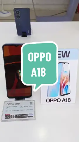 NEW! OPPO A18 for y'all 🤗 Storage: 8GB RAM+128GB ROM 🌠 Get this on installment with low down payment. 😉 Message us for inquiries. 😉 #fyp #OppoA18 #NewRelease #Oppo #Pautang 