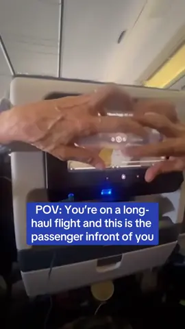 Plane passenger is slammed as 'obnoxiously inconsiderate' for dangling his hands over TV screen of traveler sitting behind him - before TAPPING on monitor, stroking it, and even picking his nails. #fyp #flight #nightmareflight #annoying #passenger 