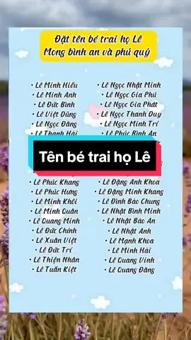 Tên bé trai họ Lê ba mẹ tham khảo nhé #babau #mevabe #mebau #xuhuongtiktok2023 #xuhuong #dattenchocon #dcgr #dgnc 