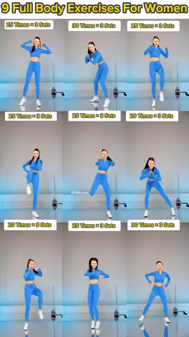 Nine Full Body Workouts For women. #fullbodyworkout #bodyweightworkout #weightlossworkout #fatloss #fatburningworkouts