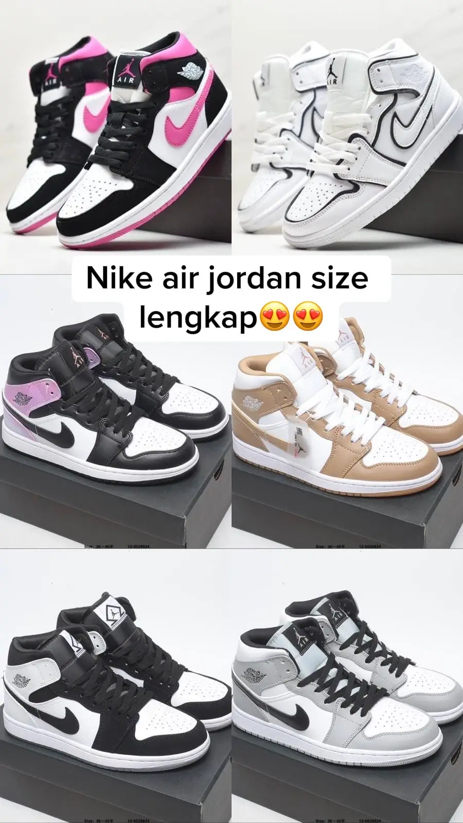 Nike air jordan size lengkap beb😍 #nikeairjordan #nike #sepatunike #sepatutaiwan 