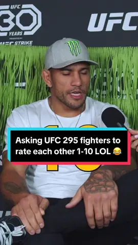 Asking UFC 295 fighters to rate each other 1-10 LOL @UFC #ufc295 #mma #UFC #alexpereira #jiriprochazka #mackenziedern #tomaspinall #sergeipavlovich #ninadrama #kickboxing #jiujitsu 