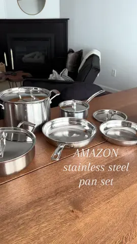 Last year we decided it was time to replace our old pans with this stainless steal set. And we LOVE them!! #stainlesssteel #stainlesssteelpan #panset #nontoxic #amazonmusthaves #amazon #bestcookware #amazoncookware 