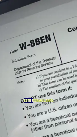 Como llenar el formulario W-8BEN, aqui te enseño. 🤓 #w8 #w8ben #creadordecontenido #educacion #eeuu #ecuador #impuestos #taxes 