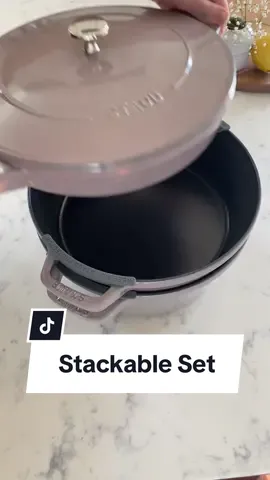 There's so much to love about stackable cookware set. Slow cook your seasonal creations in each piece to tender perfection. For a limited time, get $100 off all colors at the link in our bio. #madeinstaub #staubstackable #castiron #enameledcastiron #Foodie #giftideas #kitchenware #fallcooking #holidaycooking #christmascountdown #girldinner #fall #cozy #recipes #dinner #TikTokShopBlackFriday #TikTokShopCyberMonday