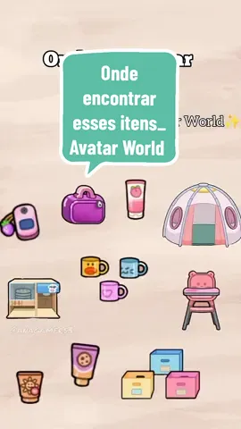 •Onde encontrar esses itens💜 #avatarworld #tutorial #fyp #aesthetic #fypage #anagamers3 #tuto #foryou #avatar #newupdate #new #fyy #viralvideo 