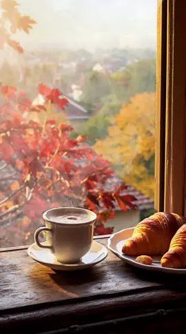 good morning ☕️🥐 #asmr #ambiance #coffee #morningroutine #cozy #autumn 