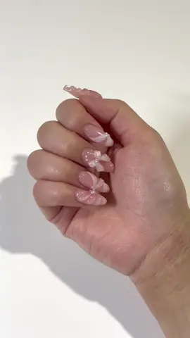 perfect night? more like perfect nails! they are too cute! i love blush nails and 3D nail designs✨ 🏷️ #nails #gelnails #gelx #geloverlay #naturalnails #biabnails #nailcharms #koreannails #blushnails #3dnailart #elegantnails #ribbonnails 