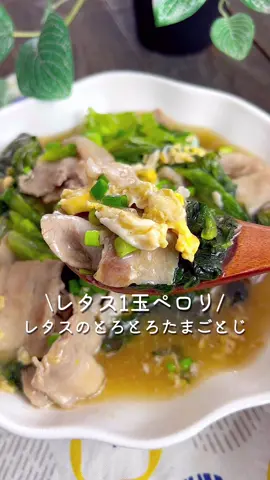 【365日時短料理】レタスのとろとろたまごとじ♡ ⁡ ⁡ レタス1玉ペロリといける😋 とろとろたまごで食欲⤴︎ ⁡ 寒い時期に食べたくなる レタスのとろとろたまごとじ☺️♡ ⁡ ⁡ 大人2人前 ⏰所要時間10分 ⁡ □豚バラ薄切り肉200g □レタス200g □ごま油大さじ1 A水100ml Aめんつゆ(2倍濃縮)50ml A鶏がらスープの素小さじ1 A砂糖大さじ1 A片栗粉大さじ1 A溶き卵1個分 ⁡ 1 豚肉は4～5cm幅に切る。 ⁡ 2 中火に熱したフライパンにごま油をひき、 豚肉を入れて炒める。 ⁡ 3 豚肉に焼き色がついたらレタスをちぎって入れる。 ⁡ 4 全体に油がまわったらAを加えて弱火にし、 たまごが半熟になるまで蒸し焼きにする。 ⁡ ⁡ ⁡ 投稿が良いと思ったらイイネお願いします︎👍🏻 ̖́- 作ってほしいものがあったらぜひコメントしてね💬 ⁡ ⁡ #あぴレタス料理 #あぴ豚バラ肉料理 #あぴたまご料理 このタグからほかのレシピも見れます🏷𓈒𓏸︎ ⁡ ⁡ ⁡ #時短料理 #時短レシピ #簡単ごはん #簡単料理レシピ  #レタスサラダ #レタスレシピ #豚バラレシピ #豚バラ肉 #フライパン料理 #フライパン #卵レシピ #卵料理 #ヘルシーレシピ #簡単時短 #料理動画 #時短料理レシピ #こどもごはん #幼児食記録 #幼児食献立 #幼児食プレート